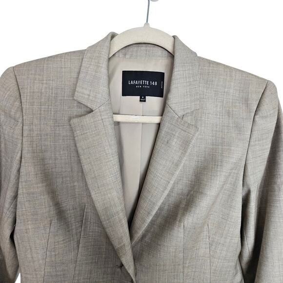 Lafayette 148 Womens Virgin Wool Blazer Sz 4 Classic Neutral Career Work Office - Picture 2 of 8